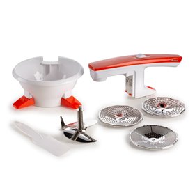 Ariete 261 Passì - Passaverdure Elettrico - 3 dischi Acciaio Inox - adattabile a qualsiasi recipiente - 25 Watt - Bianco e aranc
