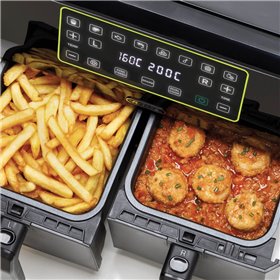 Ariete 4623 Airy Fryer Dual, Friggitrice ad aria con doppio cestello, 1700 W, Capacità 8L, 3 Funzioni di cottura, Pannello digit
