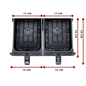 Ariete 4623 Airy Fryer Dual, Friggitrice ad aria con doppio cestello, 1700 W, Capacità 8L, 3 Funzioni di cottura, Pannello digit