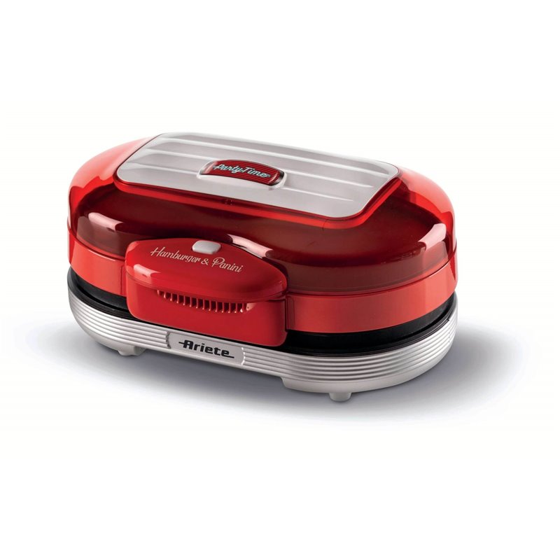 Ariete 205 Hamburger Maker Party Time, Macchina per fare hamburger, 1200 W, Doppie piastre antiaderenti, 2 scomparti, Facile da 