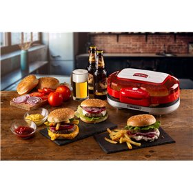 Ariete 205 Hamburger Maker Party Time, Macchina per fare hamburger, 1200 W, Doppie piastre antiaderenti, 2 scomparti, Facile da 