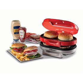 Ariete 205 Hamburger Maker Party Time, Macchina per fare hamburger, 1200 W, Doppie piastre antiaderenti, 2 scomparti, Facile da 