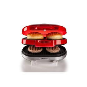 Ariete 205 Hamburger Maker Party Time, Macchina per fare hamburger, 1200 W, Doppie piastre antiaderenti, 2 scomparti, Facile da 