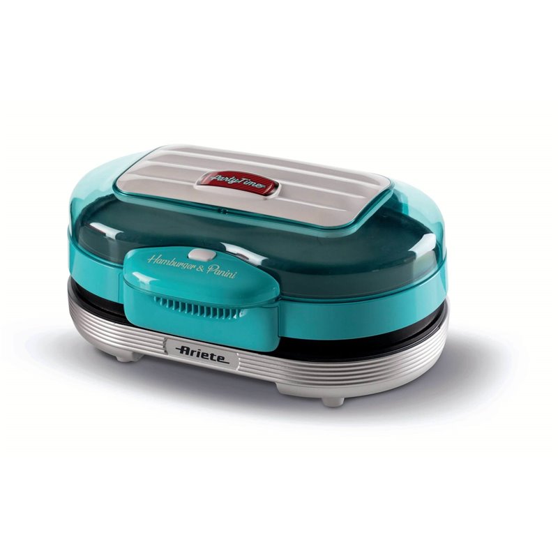 Ariete 205 Hamburger Maker Party Time, Macchina per fare hamburger, 1200 W, Doppie piastre antiaderenti, 2 scomparti, Facile da 