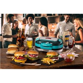 Ariete 205 Hamburger Maker Party Time, Macchina per fare hamburger, 1200 W, Doppie piastre antiaderenti, 2 scomparti, Facile da 