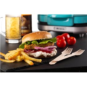 Ariete 205 Hamburger Maker Party Time, Macchina per fare hamburger, 1200 W, Doppie piastre antiaderenti, 2 scomparti, Facile da 