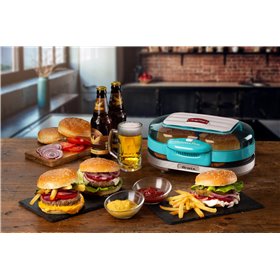 Ariete 205 Hamburger Maker Party Time, Macchina per fare hamburger, 1200 W, Doppie piastre antiaderenti, 2 scomparti, Facile da 