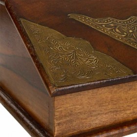 Scatola-Portagioie Alexandra House Living Marrone scuro Ottone Legno di mango 19 x 13 x 24 cm