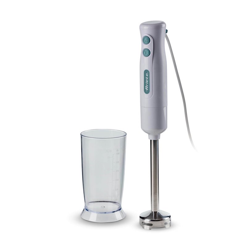 Ariete 601 Frullatore a immersione Breakfast, 700 W, 2 velocità, Lama in acciaio inox, Gamba removibile, Bicchiere trasparente, 