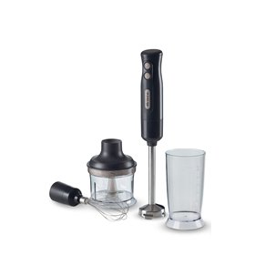 Ariete 601 Frullatore a Immersione con tritatutto, 700 W, 2 velocità, Lama in acciaio inox, Gamba removibile, Bicchiere traspare