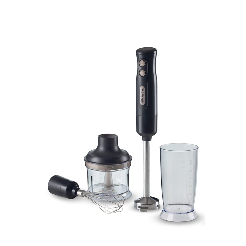 Ariete 601 Frullatore a Immersione con tritatutto, 700 W, 2 velocità, Lama in acciaio inox, Gamba removibile, Bicchiere traspare