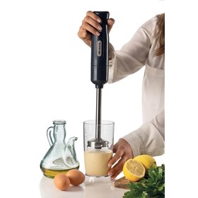 Ariete 601 Frullatore a Immersione con tritatutto, 700 W, 2 velocità, Lama in acciaio inox, Gamba removibile, Bicchiere traspare