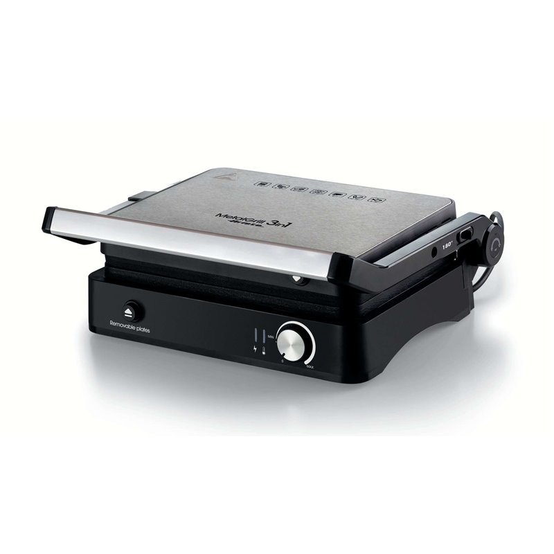 Ariete 1934 MetalGrill 3in1, Griglia elettrica per grigliate miste, 2000W, 3 modalità di cottura, Piastre antiaderenti, Silver/B