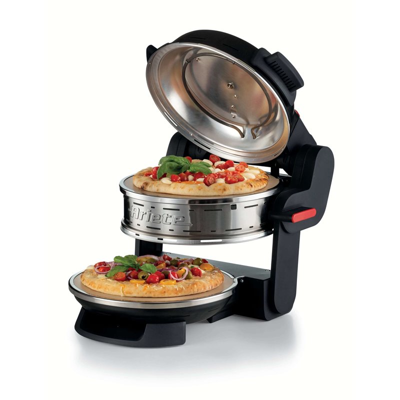 Ariete 927 Pizzeria Ariete, Forno pizza doppio, 2 pizze in 4 minuti, 2300 W, 2 pietre refrattarie, 2 termostati, Diametro 32 cm,