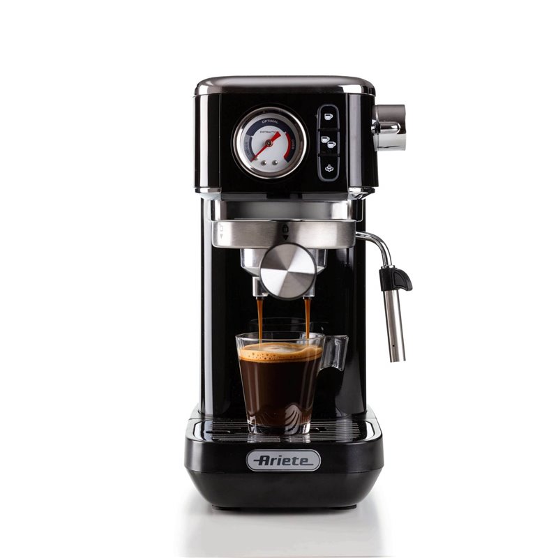 Ariete 1381 Macchina da caffè con manometro, compatibile con caffè in polvere e cialde ESE, 1300 W, Capacità 1,1 L, 15 bar di pr