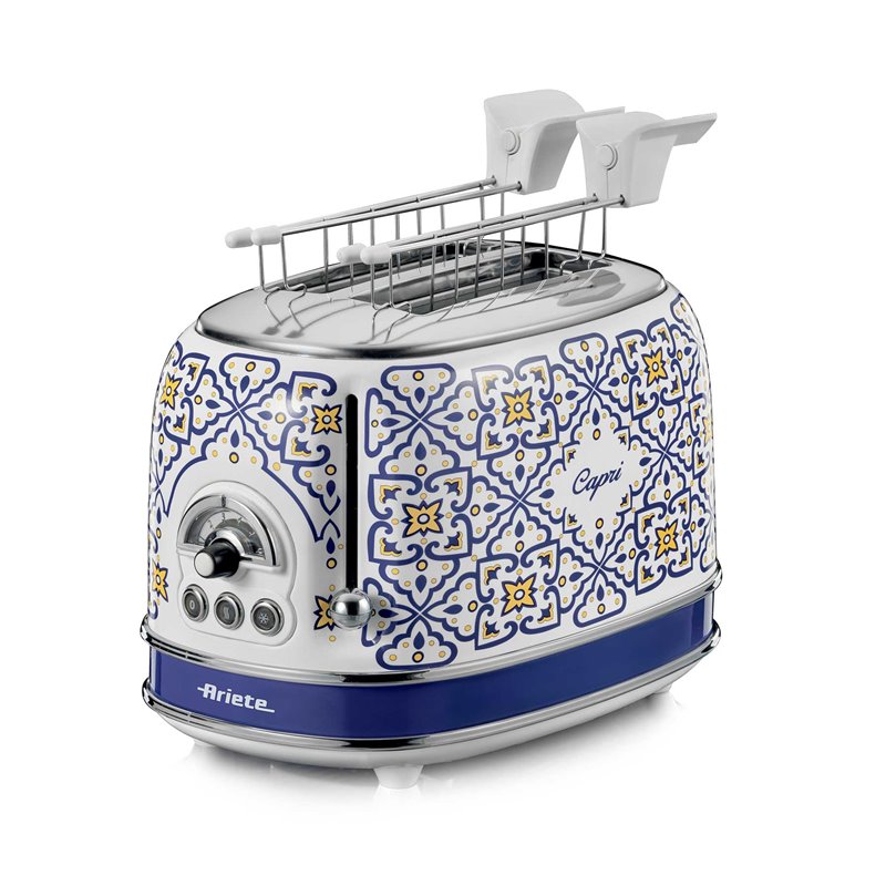Ariete 155 Tostapane Capri, 810W, 2 fette, 6 livelli di doratura, Vassoio raccogli briciole, Funzione defrost, Espulsione automa