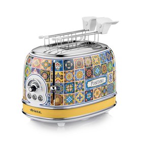 Ariete 155 Tostapane Positano, 810W, 2 fette, 6 livelli di doratura, Vassoio raccogli briciole, Funzione defrost, Espulsione aut