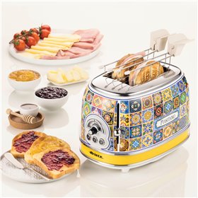 Ariete 155 Tostapane Positano, 810W, 2 fette, 6 livelli di doratura, Vassoio raccogli briciole, Funzione defrost, Espulsione aut