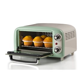 Ariete 3919 Forno Elettrico Vintage, 800W, Capacità 10L, Doppio vetro, Retrò, Verde