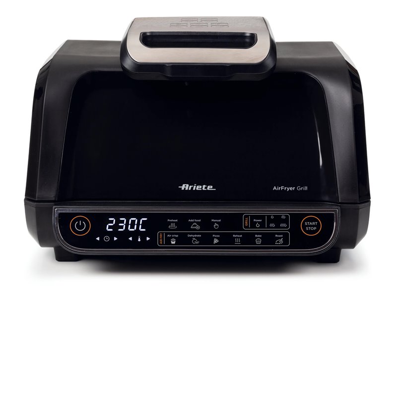Ariete 4635 Air Fryer Grill, Friggitrice ad aria e Griglia, Bistecchiera,1700W, Capacità 8L, Friggi e Griglia, 8 funzioni di cot