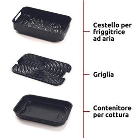 Ariete 4635 Air Fryer Grill, Friggitrice ad aria e Griglia, Bistecchiera,1700W, Capacità 8L, Friggi e Griglia, 8 funzioni di cot