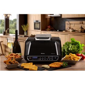 Ariete 4635 Air Fryer Grill, Friggitrice ad aria e Griglia, Bistecchiera,1700W, Capacità 8L, Friggi e Griglia, 8 funzioni di cot
