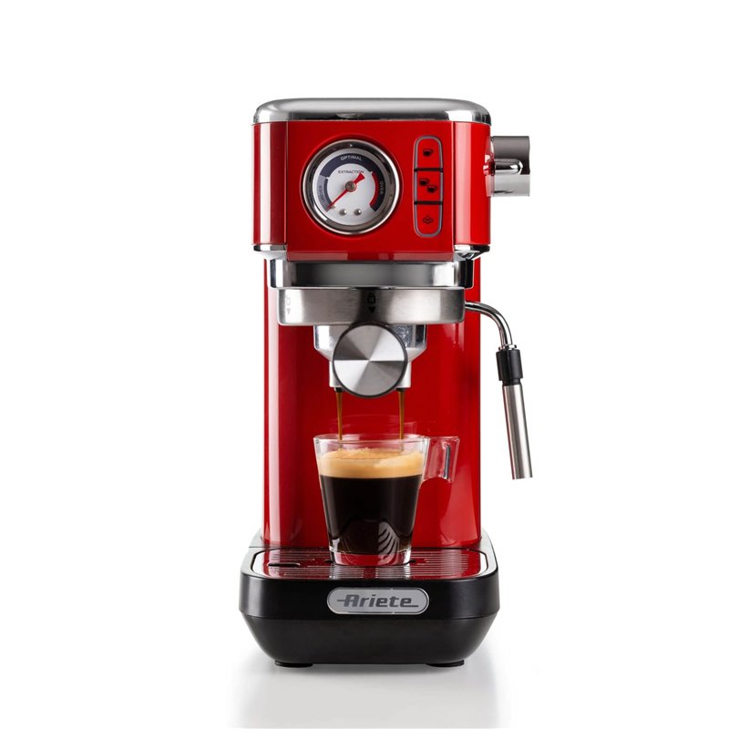 Ariete 1381 Macchina da caffè con manometro, compatibile con caffè in polvere e cialde ESE, 1300 W, Capacità 1,1 L, 15 bar di pr