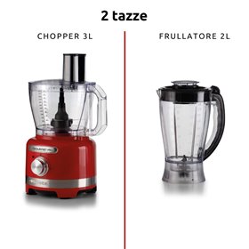 Ariete 1782 Gourmet Pro Moderna, Robot da cucina, Tritatutto 3L, Frullatore 2L, 2 velocità + Pulse, Set di lame + Disco in accia