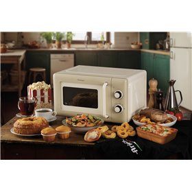 Ariete 3960 Forno a microonde Vintage, 800W, Capacità 20L, 3 funzioni, 6 livelli di cottura, Timer, Beige