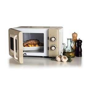 Ariete 3960 Forno a microonde Vintage, 800W, Capacità 20L, 3 funzioni, 6 livelli di cottura, Timer, Beige