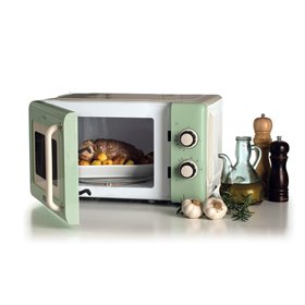 Ariete 3960 Forno a microonde Vintage, 800W, Capacità 20L, 3 funzioni, 6 livelli di cottura, Timer, Verde