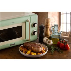 Ariete 3960 Forno a microonde Vintage, 800W, Capacità 20L, 3 funzioni, 6 livelli di cottura, Timer, Verde