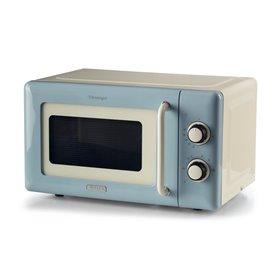 Ariete 3960 Forno a microonde Vintage, 800W, Capacità 20L, 3 funzioni, 6 livelli di cottura, Timer, Celeste