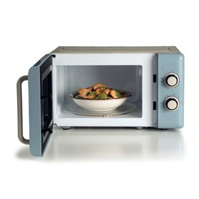 Ariete 3960 Forno a microonde Vintage, 800W, Capacità 20L, 3 funzioni, 6 livelli di cottura, Timer, Celeste