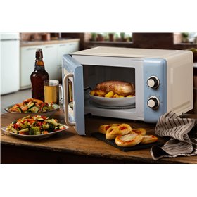 Ariete 3960 Forno a microonde Vintage, 800W, Capacità 20L, 3 funzioni, 6 livelli di cottura, Timer, Celeste