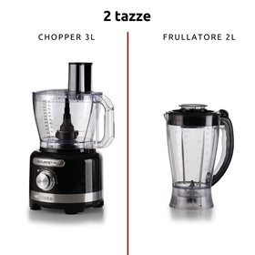 Ariete 1782 Gourmet Pro Moderna, Robot da cucina, Tritatutto 3L, Frullatore 2L, 2 velocità + Pulse, Set di lame + Disco in accia
