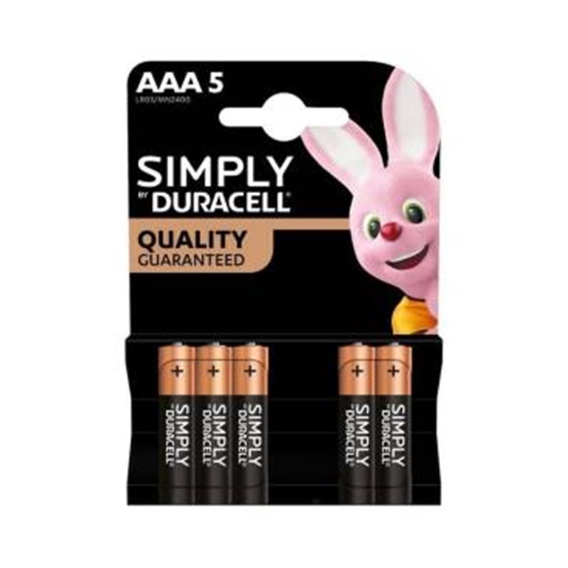 Duracell Batterie Mini Stilo AAA Simply LR03 MN2400 1Cnf/5pz - LR03/MN2400/S