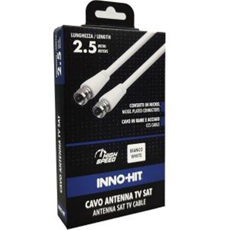 Inno-Hit Cavo Antenna E84623 Sat Coassiale 2.5m Bianco - IH-E84623