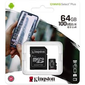 Kingston Micro SD 64GB Classe 10 SDCS2/64GB + Adattatore SD - SDCS2/64GB