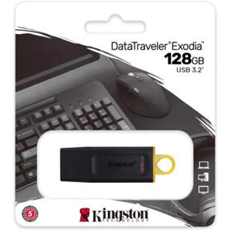 Kingston Pendrive USB-A 3.2 128GB DTX/128GB Nero/Giallo - DTX/128GB Kingston Pendrive USB-A 3.2 128GB DTX/128GB Nero/Giallo - DTX/128GB