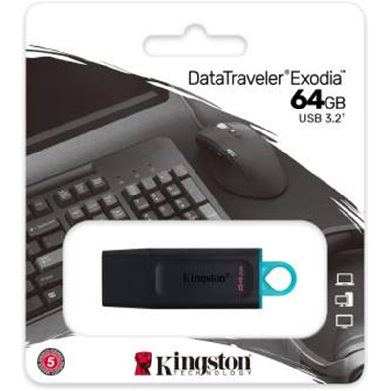 Kingston Pendrive USB-A 3.2 64GB DTX/64GB Nero/Celeste - DTX/64GB Kingston Pendrive USB-A 3.2 64GB DTX/64GB Nero/Celeste - DTX/64GB