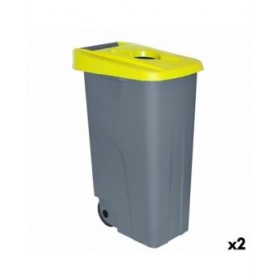 Secchio Spazzatura con Ruote Denox 85 L Giallo 58 x 41 x 76 cm