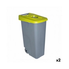 Secchio Spazzatura con Ruote Denox 110 L Giallo 58 x 41 x 89 cm