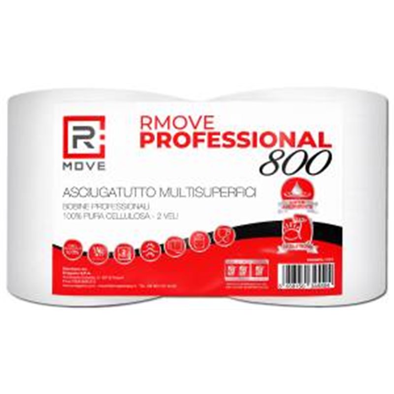 RMove Bobina Doppia Professionale 800 2 Veli Pura Cellulosa - RMABRL1003 RMove Bobina Doppia Professionale 800 2 Veli Pura Cellulosa - RMABRL1003