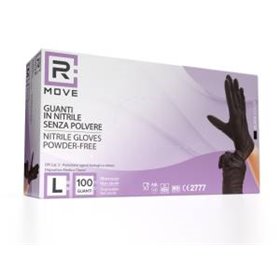 RMove 1Conf. da 100pz Tg. L - Guanti Nitrile Nero uso Medico Senza Polvere - RMGLBK100003