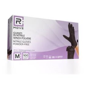 RMove 1Conf. da 100pz Tg.M - Guanti Nitrile Nero uso Medico Senza Polvere - RMGLBK100002