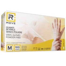 RMove 1Conf. da 100pz Tg.M- Guanti Vinyl Clear Uso Medico Senza Polvere - RMGLVNCL100003