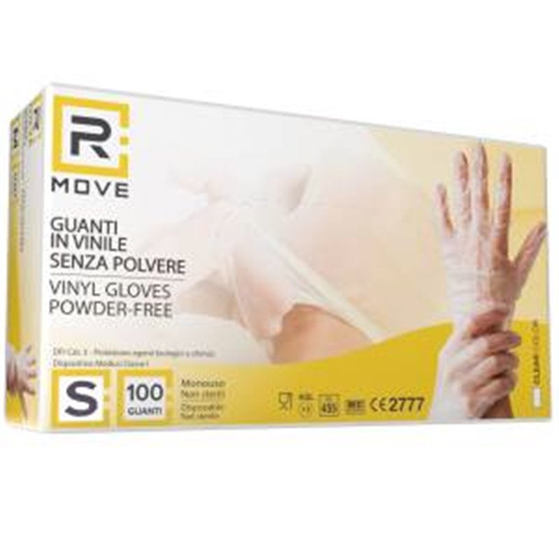 RMove 1Conf. da 100pz Tg.S - Guanti Vinyl Clear Uso Medico Senza Polvere - RMGLVNCL100002