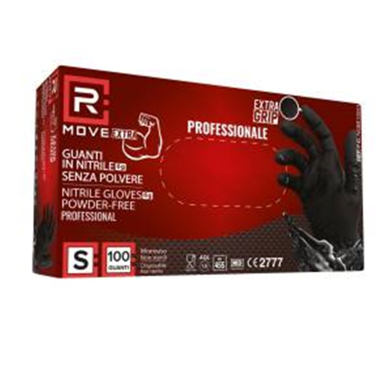 RMove 1Conf. da 100pz Tg.S 6gr da Lavoro - Guanti Nitrile Nero Senza Polvere - RMGLBK100061 RMove 1Conf. da 100pz Tg.S 6gr da Lavoro - Guanti Nitrile Nero Senza Polvere - RMGLBK100061