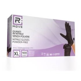 RMove 1Conf. da 100pz Tg.XL - Guanti Nitrile Nero uso Medico Senza Polvere - RMGLBK100004